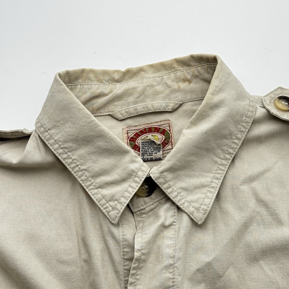 Vintage 1980s Banana Republic L Large Safari Jacket Shirt Shacket Cream Cotton - Picture 5 of 16